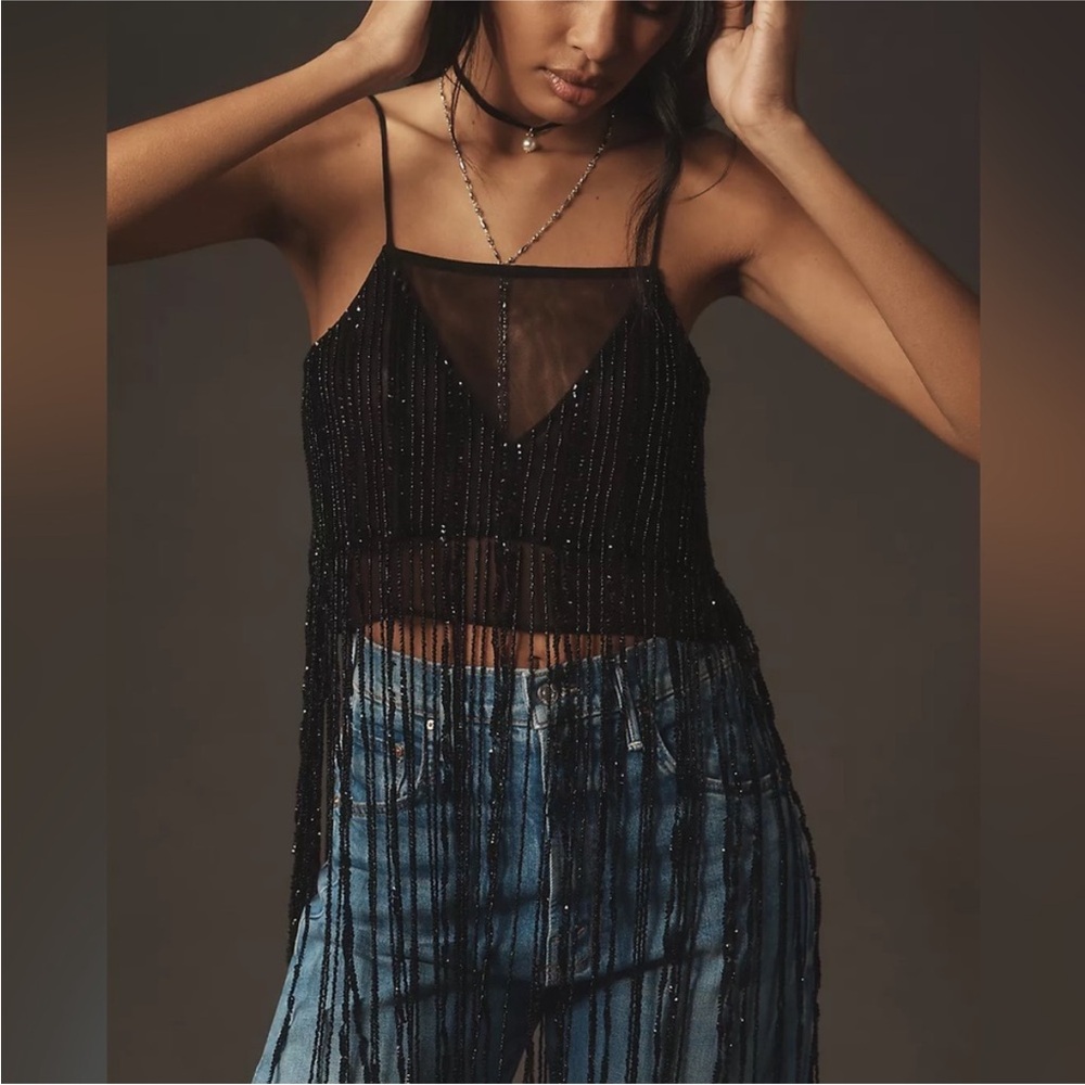 Maeve Beaded Fringe Tank From Anthropologie